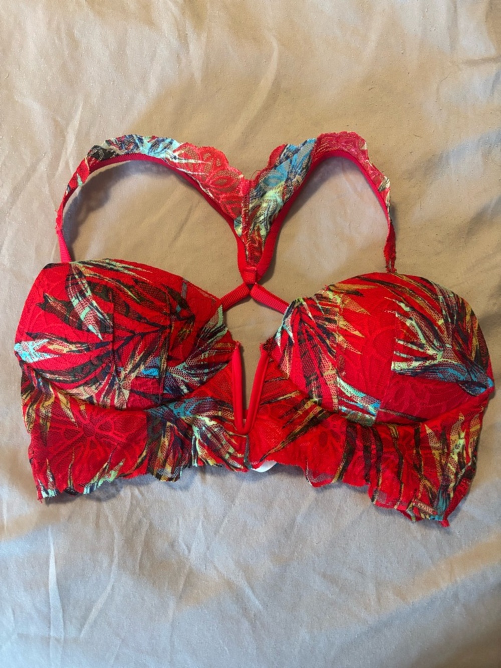 Victoria's Secret Red Tropical Lace Push-Up Bra